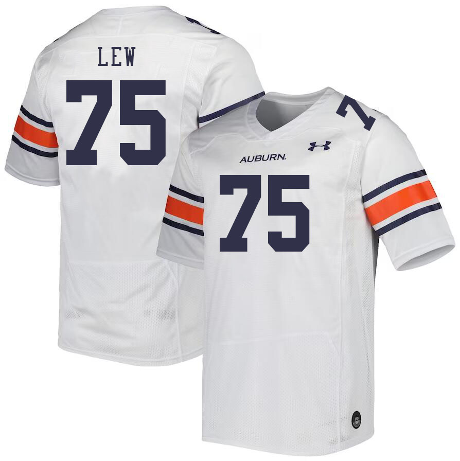 Men #75 Connor Lew Auburn Tigers College Football Jerseys Stitched-White